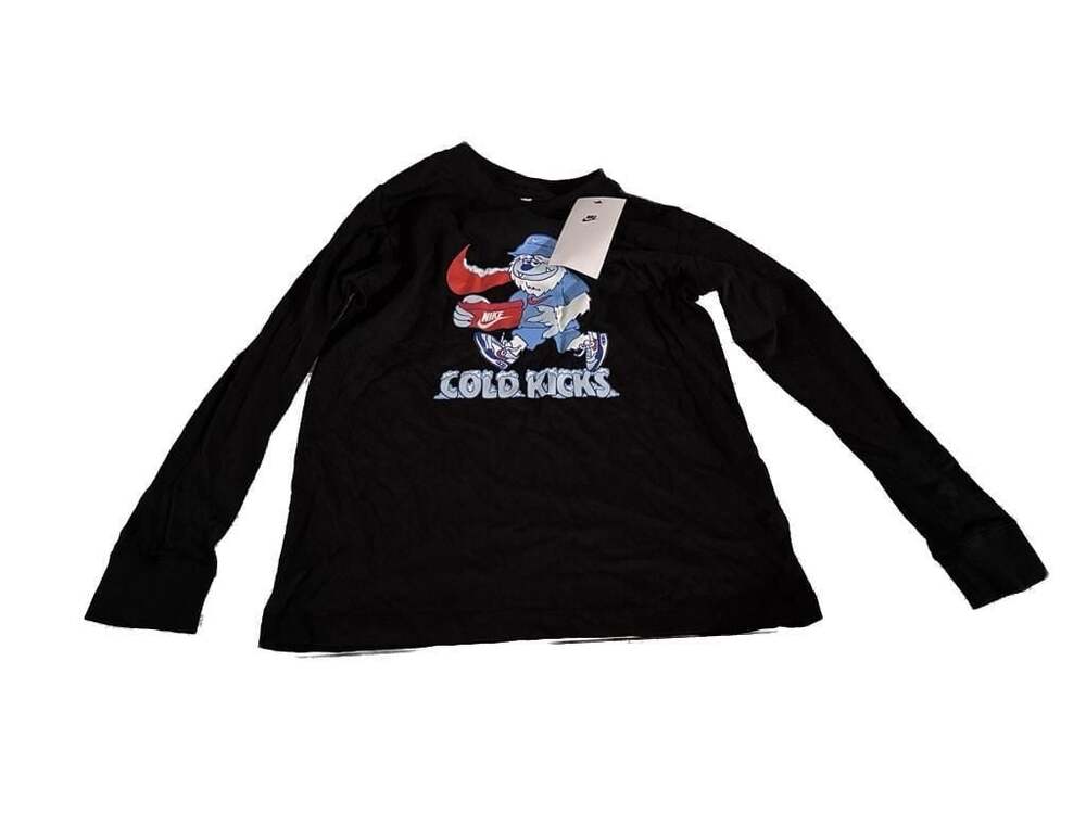 Nike Kids Cold Kicks Long Sleeve Graphic T-Shirt Black Size Medium